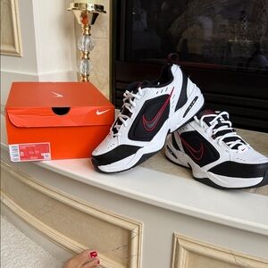 Nike Black and White Sneakers with Red Details